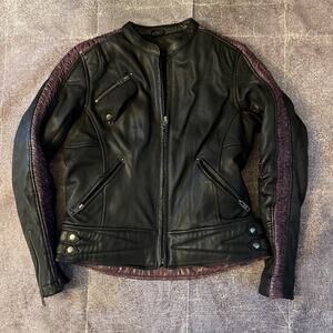 Womens Milwaukee Motorcycle Foxy Scooter Black Purple Leather Riding Jacket Sz M
